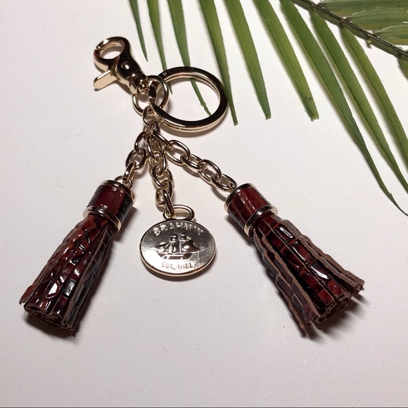 Brahmin Handbags - Brahmin Pecan Dual Tassel Key Ring Bag Charm